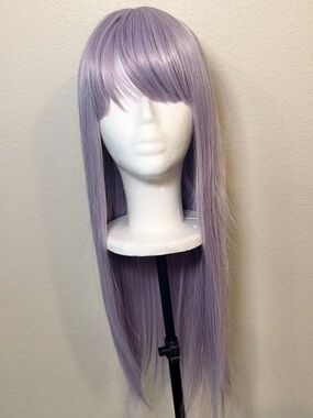 Maycaur Long Straight Lavender Women’s Wig with Side Bangs